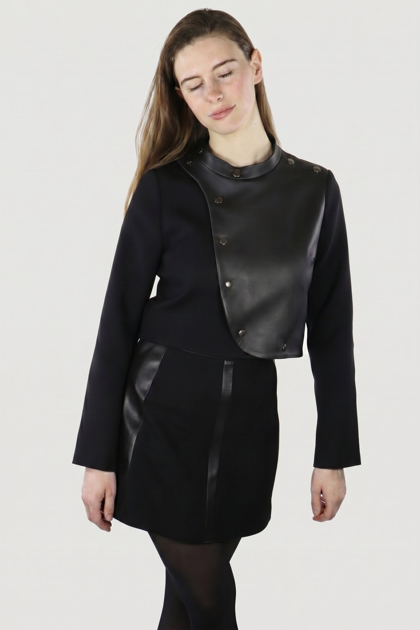 Berlin Jacket editorial, upcycled wool and leather, IF Collections Paris