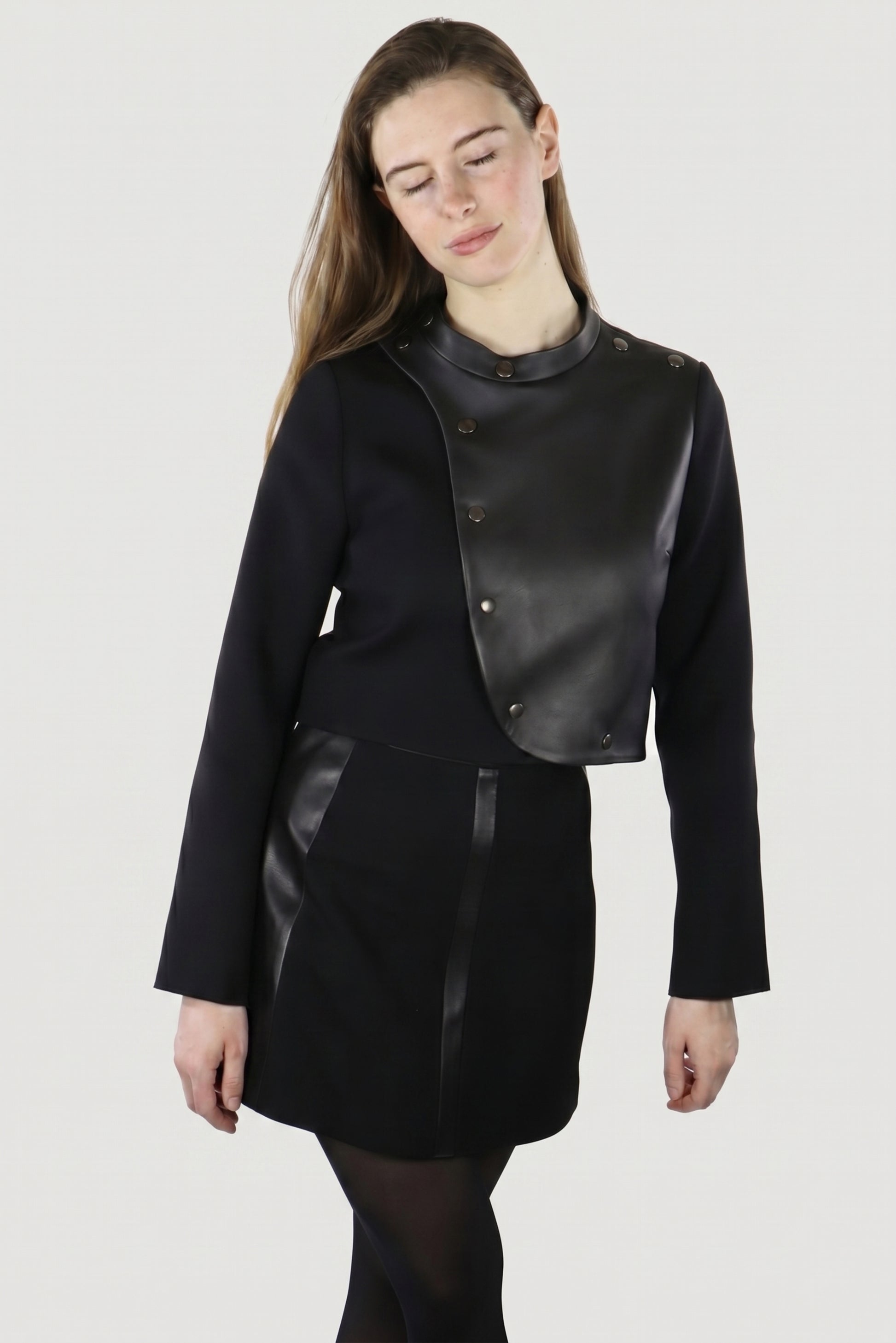 Berlin Jacket editorial, upcycled wool and leather, IF Collections Paris
